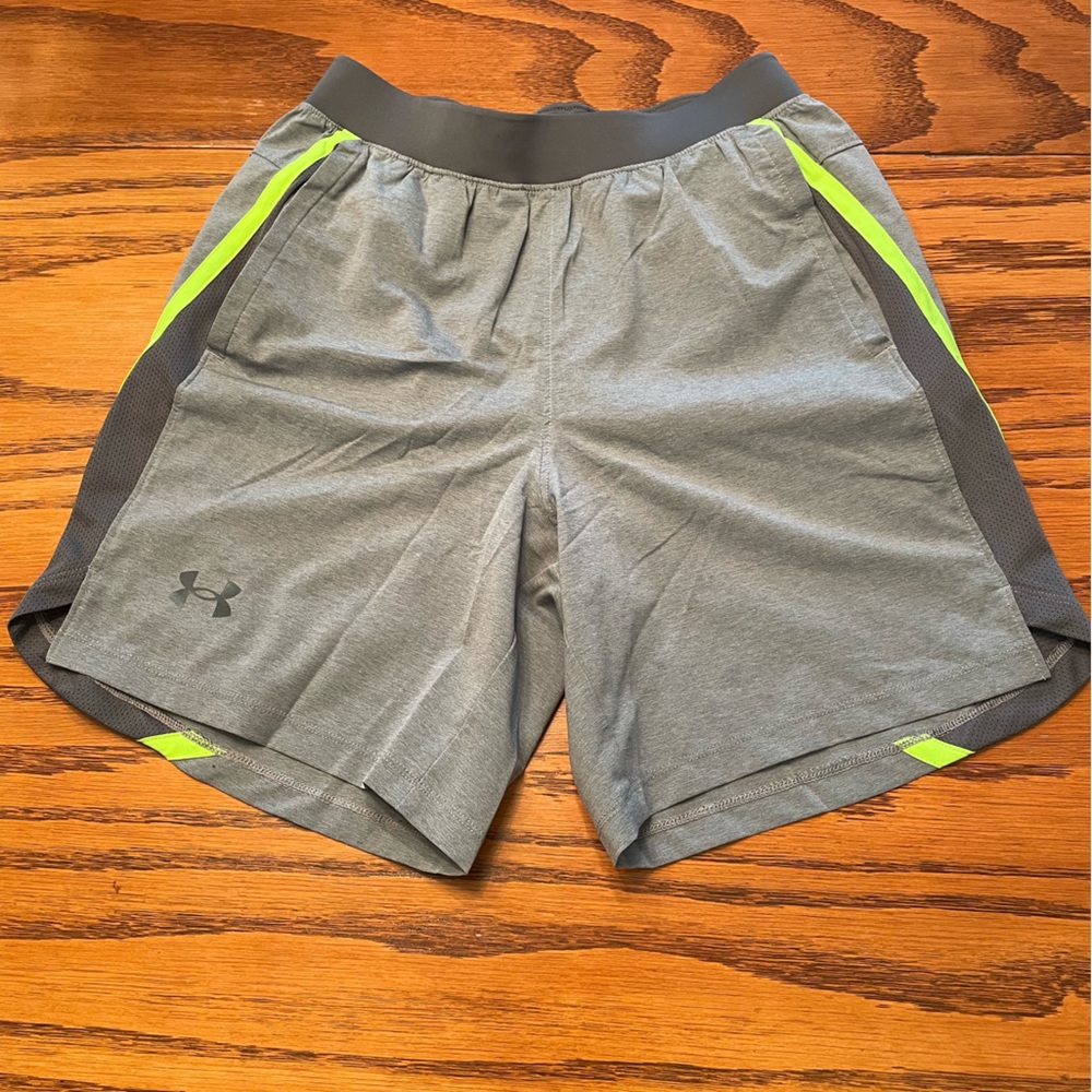 Under Armour Men's Athletic Shorts in Gray with Neon Accents